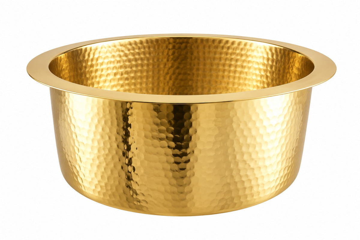 Unlacquered Brass Solid Brass Bar Sink Hammered - Brassna (view 4)