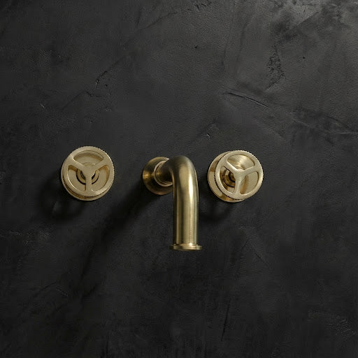 Handcrafted Solid Brass Wall Mounted Nino Faucet Bathroom Faucet - Detail View | Brassna