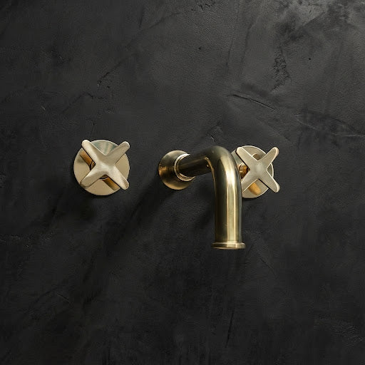 Handcrafted Solid Brass Wall Mounted Nino Faucet Bathroom Faucet - Detail View | Brassna