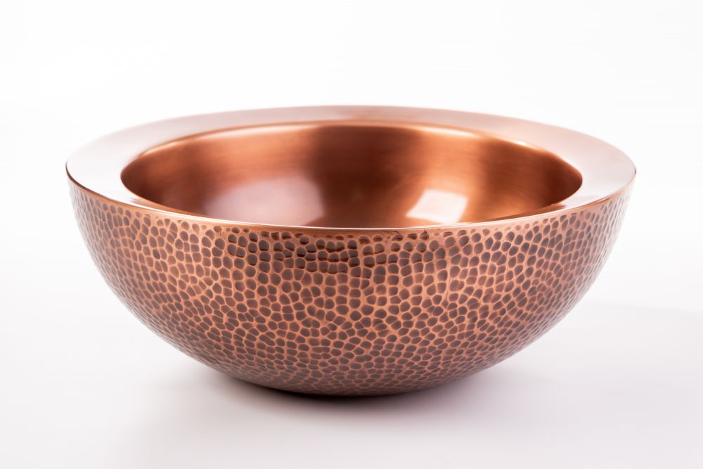 Antique Copper Solid Copper Vessel Sink Hammered - Brassna (view 3)