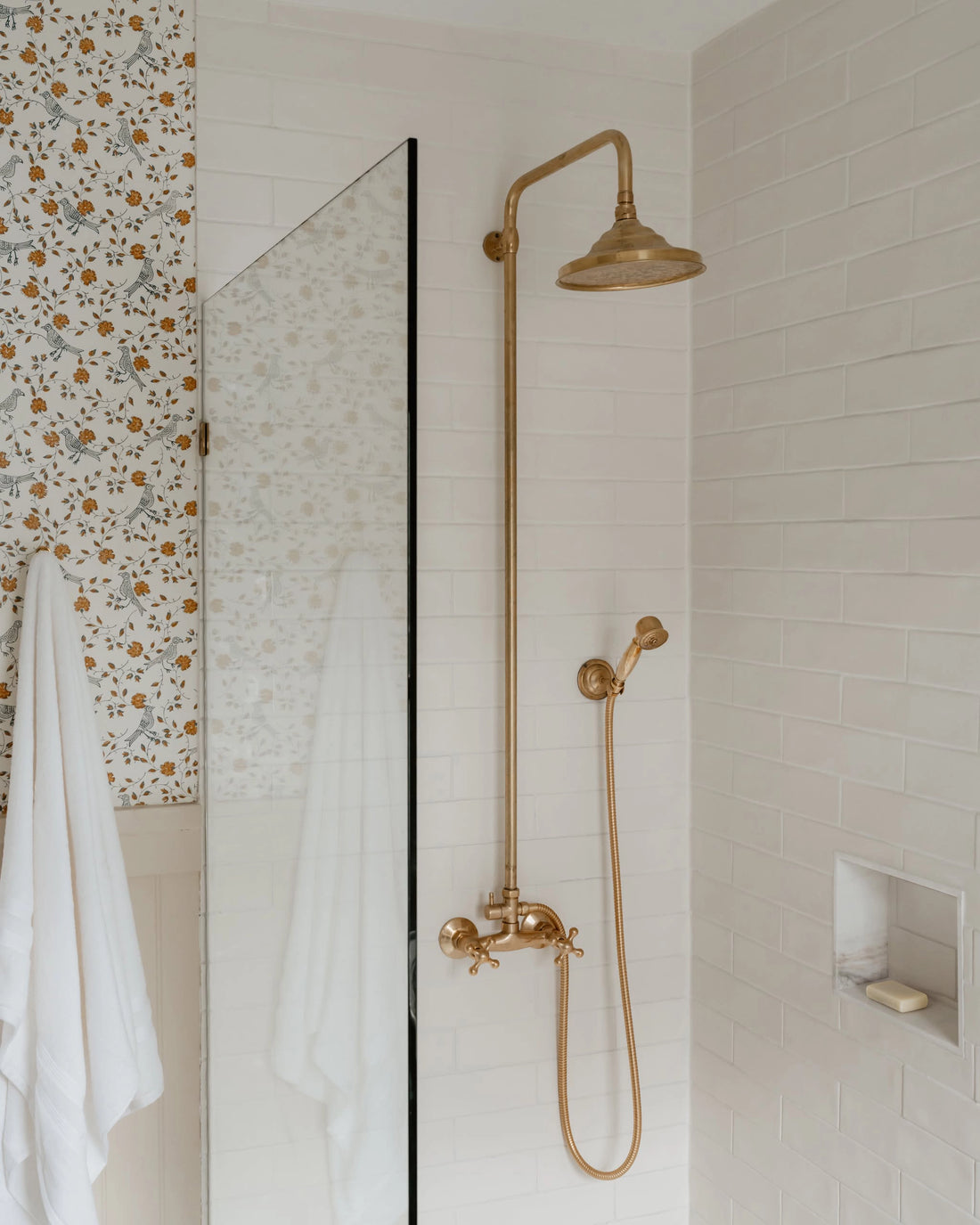 Unlacquered Brass Exposed shower Head with Handheld, Brass Shower System, Dome Shower Head Glamour Shower Set SP