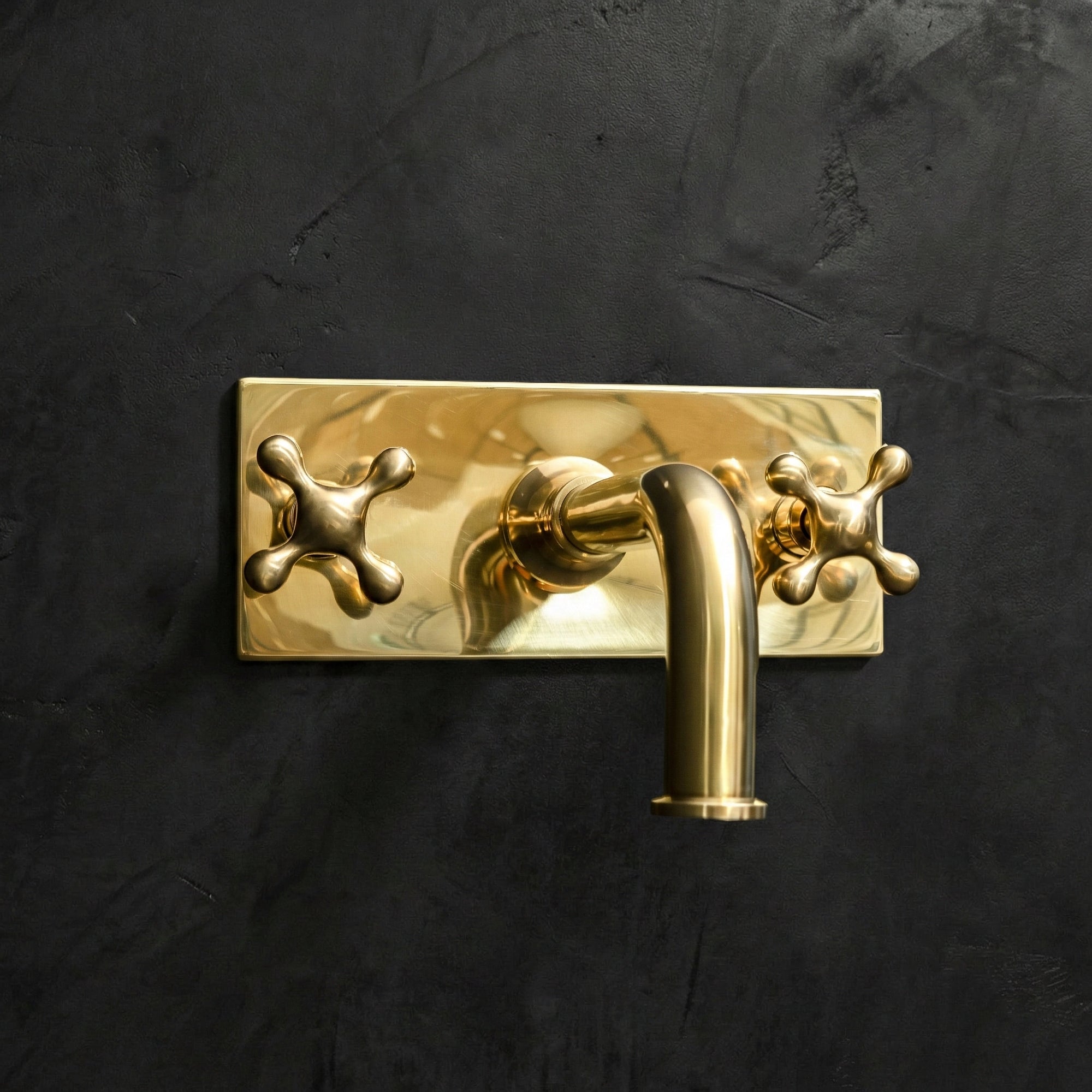 Handcrafted Solid Brass Wall Mounted Faucet With Rectangular Backplate Bathroom Faucet | Brassna
