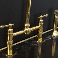 Unlacquered Brass Bridge Kitchen Faucet With Ball Center And Lever Handles Unlacquered Brass Bridge Lever Handles