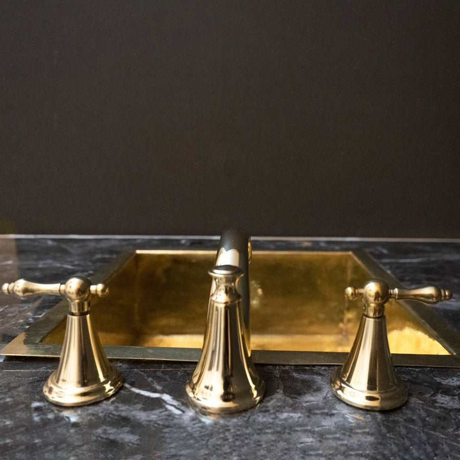 Unlacquered Brass 3 Holes Bathroom Faucet, Deck Mounted 3 Holes Bathroom Faucet Royal Brass Vanity Faucet