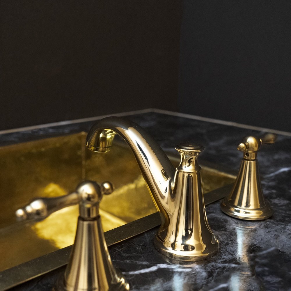 Unlacquered Brass 3 Holes Bathroom Faucet, Deck Mounted 3 Holes Bathroom Faucet Royal Brass Vanity Faucet