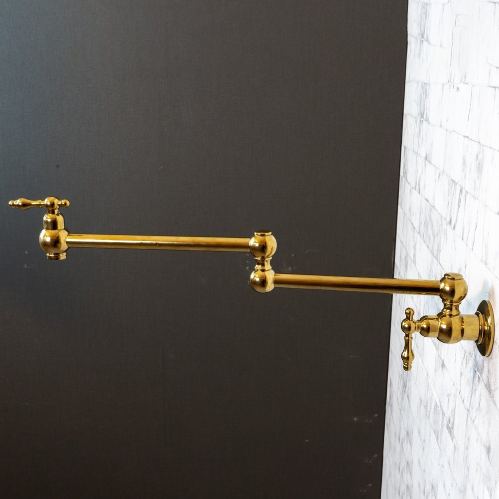 Unlacquered Brass Pot Filler Kitchen Faucet, Unlacquered Solid Brass Faucet with Lever Handle Anina Pot Filler
