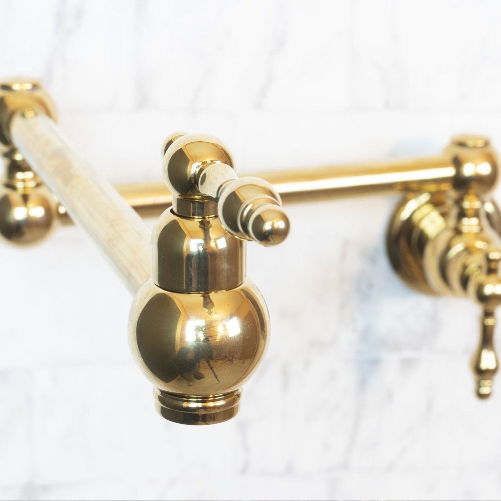 Unlacquered Brass Pot Filler Kitchen Faucet, Unlacquered Solid Brass Faucet with Lever Handle Anina Pot Filler
