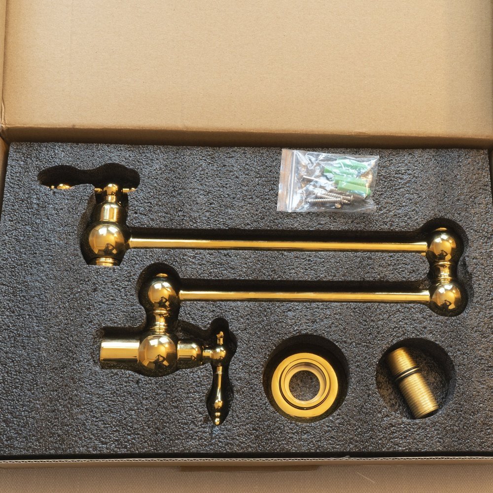 Unlacquered Brass Pot Filler Kitchen Faucet, Unlacquered Solid Brass Faucet with Lever Handle Anina Pot Filler