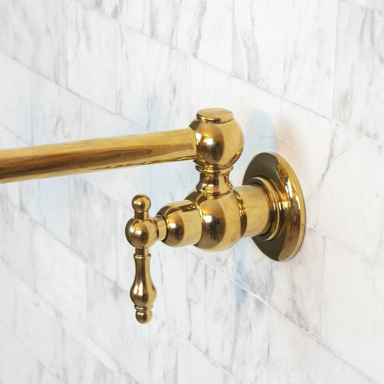 Unlacquered Brass Pot Filler Kitchen Faucet, Unlacquered Solid Brass Faucet with Lever Handle Anina Pot Filler