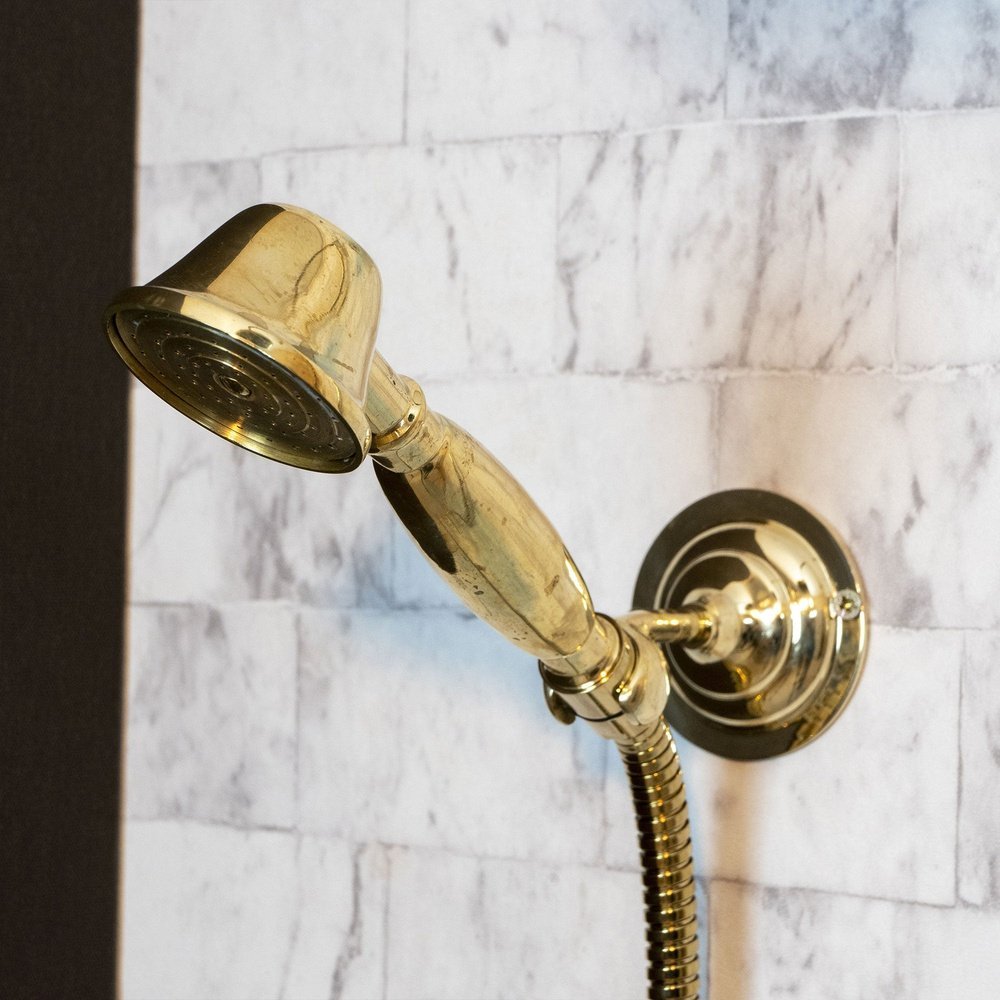 Antique Brass Exposed shower Head with Handheld, Brass Shower System, Round Shower Head BrillianceLine Exposed shower Set