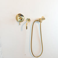 Antique Brass Wall Mount Tub Faucet With Hand Shower - Brassna
