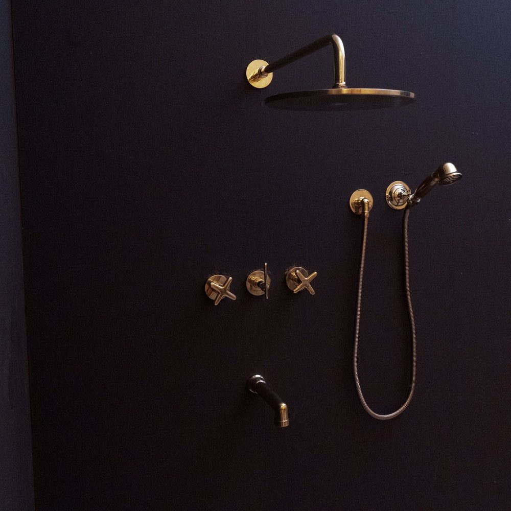 Handcrafted Solid Brass Shower Head And handheld Set, Unlacquered Brass Rain Shower Set Bali Handcrafted Shower