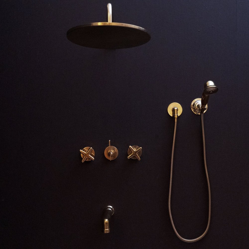 Handcrafted Solid Brass Shower Head And handheld Set, Unlacquered Brass Rain Shower Set Bali Handcrafted Shower