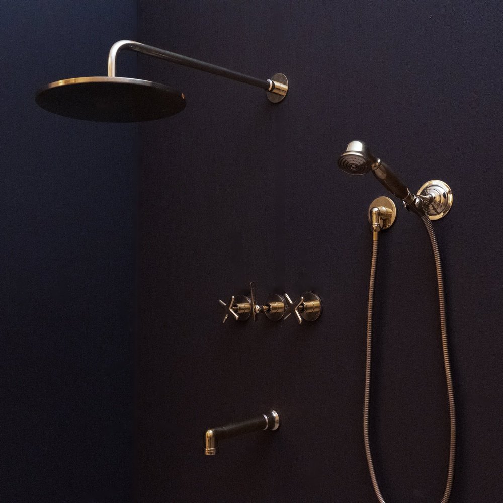 Handcrafted Solid Brass Shower Head And handheld Set, Unlacquered Brass Rain Shower Set Bali Handcrafted Shower