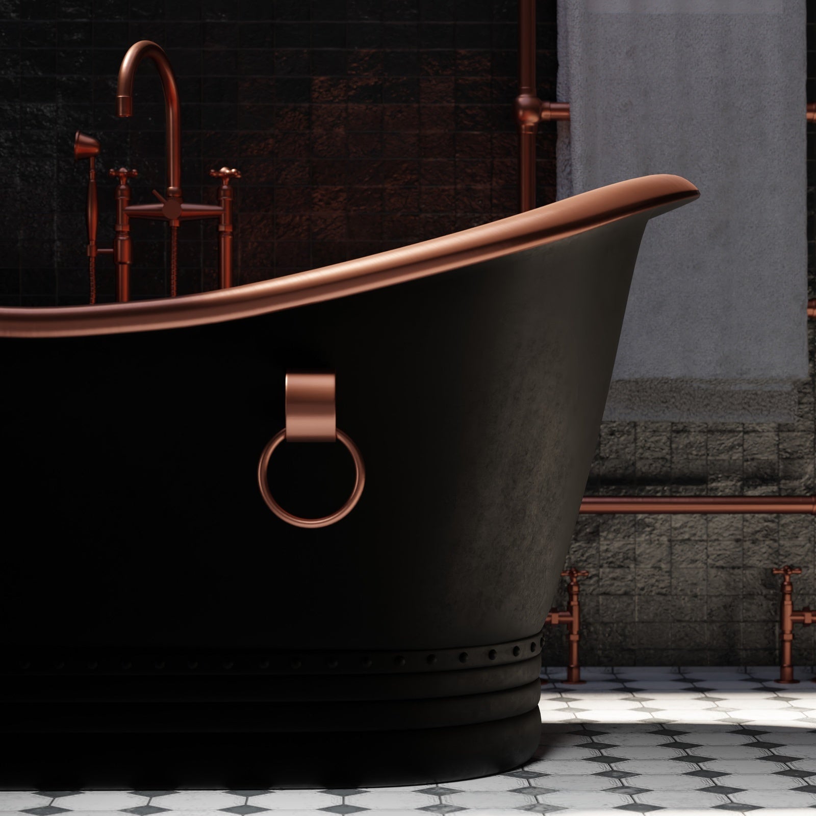 Copper Bathtub - Solid Copper | Brassna The Noir Bath