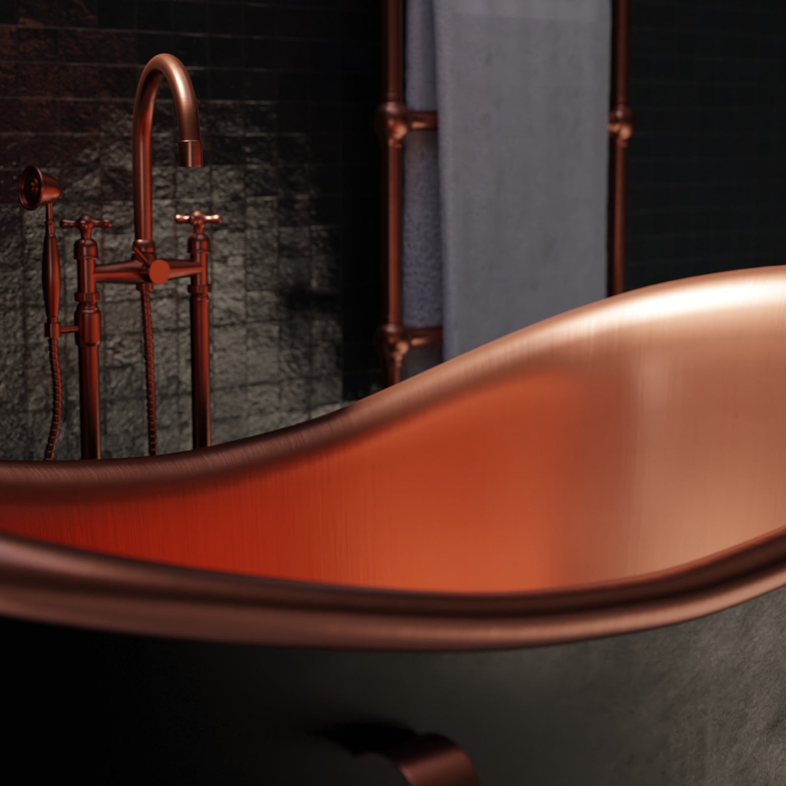 Copper Bathtub - Solid Copper | Brassna The Noir Bath