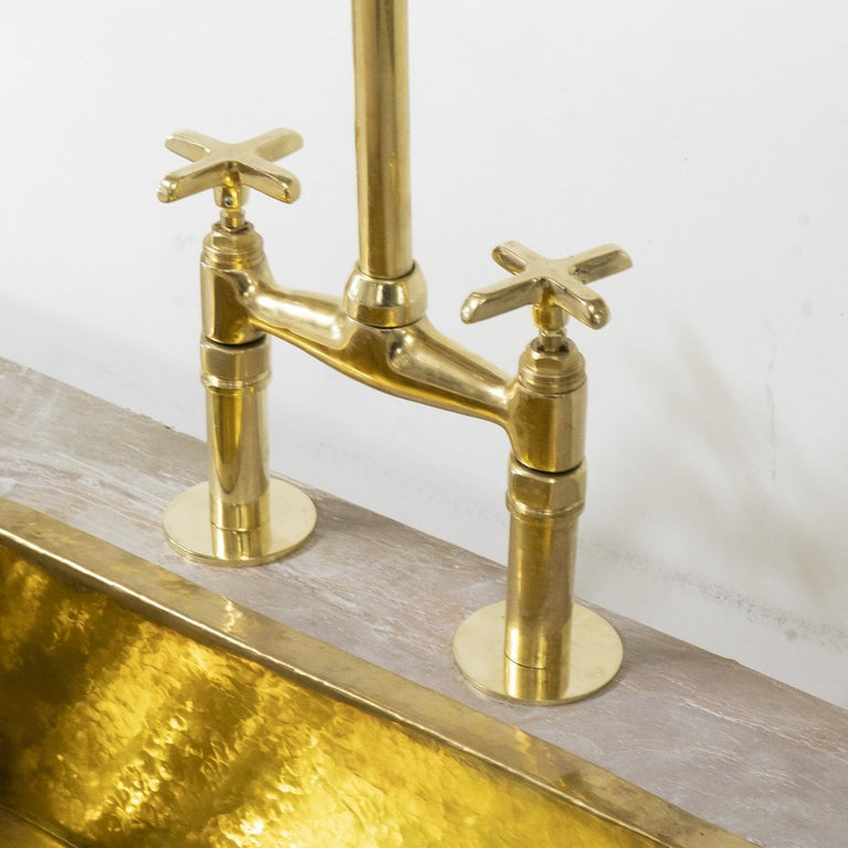 Brass Bridge Faucet With Flat Cross Handles - Brassna