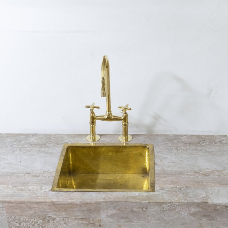 Brass Bridge Faucet With Flat Cross Handles - Brassna