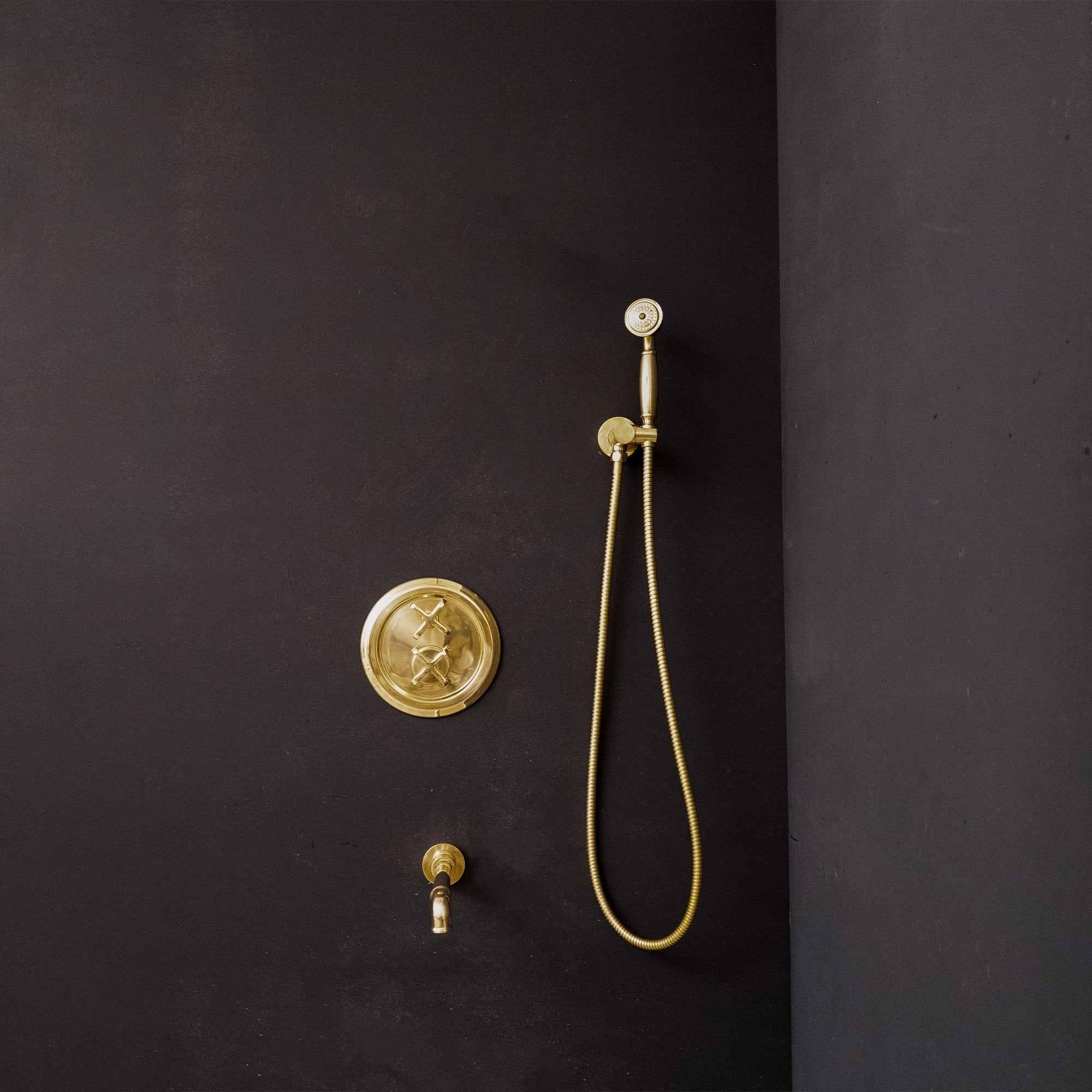 Antique Brass Concealed Shower Head With Arm And Hand Shower ThermoFlex Shower System SP