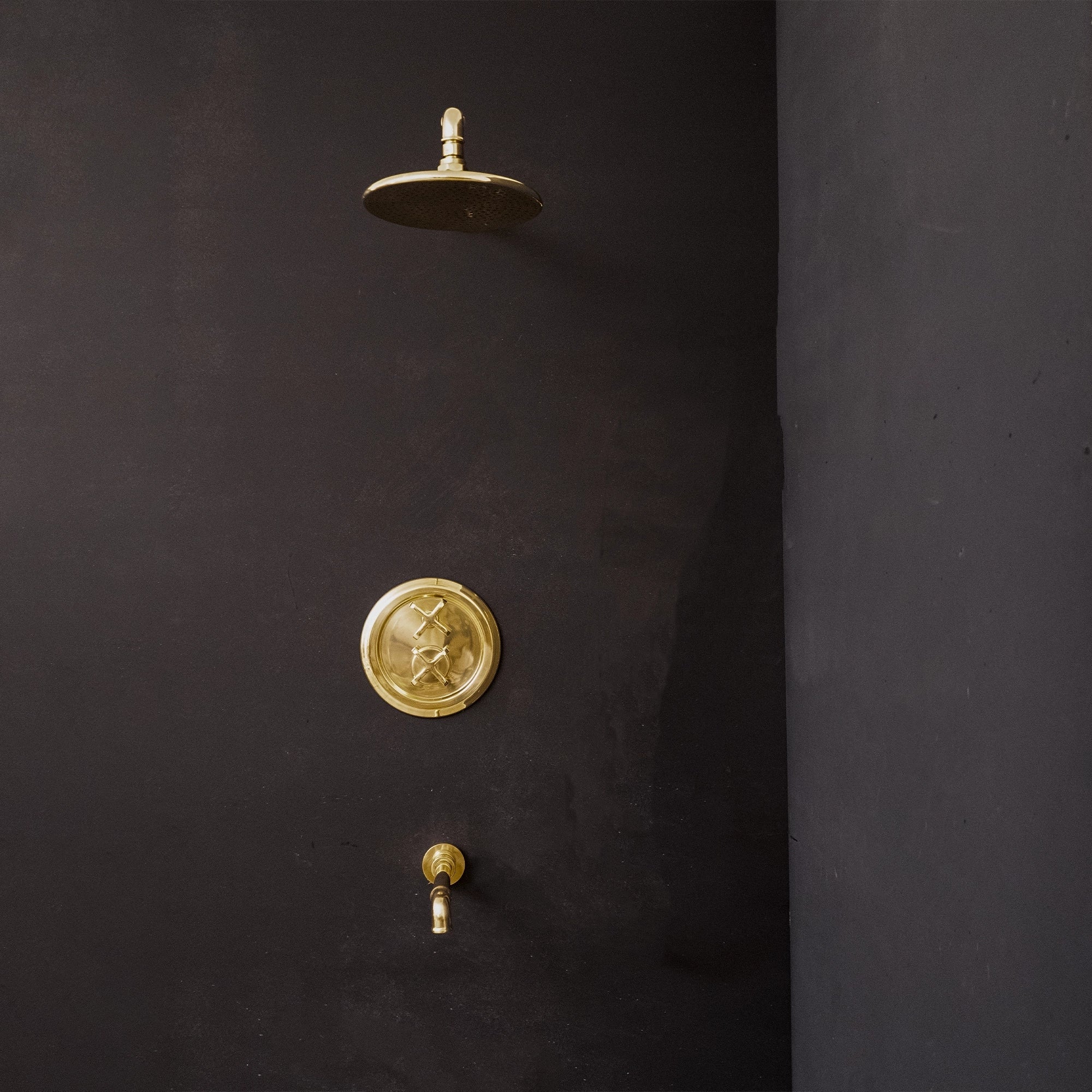 Antique Brass Concealed Shower Head With Arm And Hand Shower ThermoFlex Shower System SP