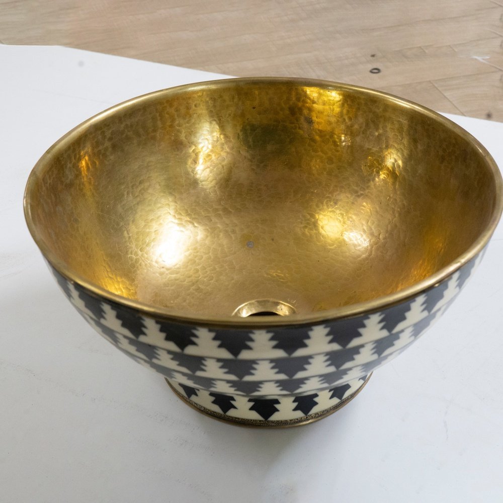 Brass & Wood Vessel Sink, Handmade Bath Bowl - Brassna