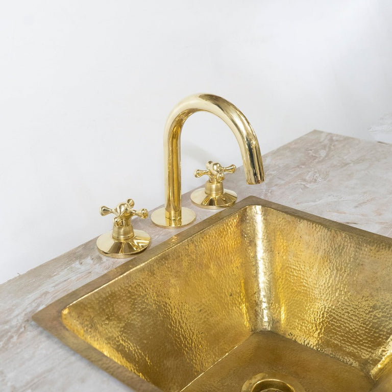 Deck Mount Unlacquered Solid Brass Vintage Countertop Faucet, Kitchen Faucet Brassna Handcrafted Brass Faucet