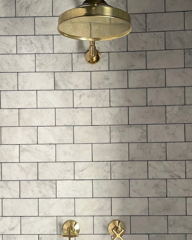 Handcrafted unlacquered brass shower system, Rainfall Head Shower Brava Shower Set