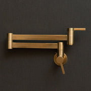 Unlacquered Brass Pot Filler Kitchen Faucet, Antique Solid Brass Faucet with Lever Handle Brushed Brass Pot Filler Faucet
