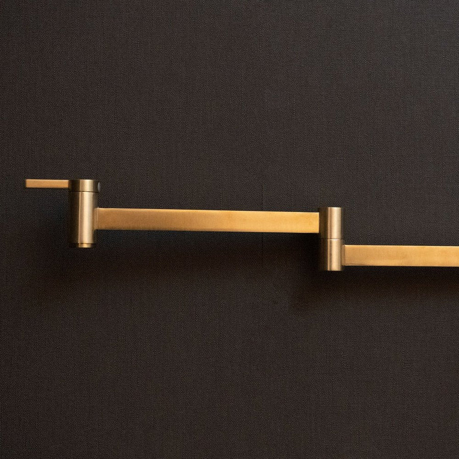 Unlacquered Brass Pot Filler Kitchen Faucet, Antique Solid Brass Faucet with Lever Handle Brushed Brass Pot Filler Faucet