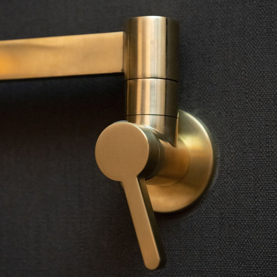 Unlacquered Brass Pot Filler Kitchen Faucet, Antique Solid Brass Faucet with Lever Handle Brushed Brass Pot Filler Faucet