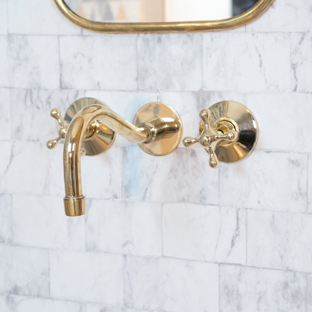 Cobra Wall Mounted Brass Faucet, Unlacquered Brass Faucet For Kitchen And Bathroom Cobra Wall Mounted Faucet