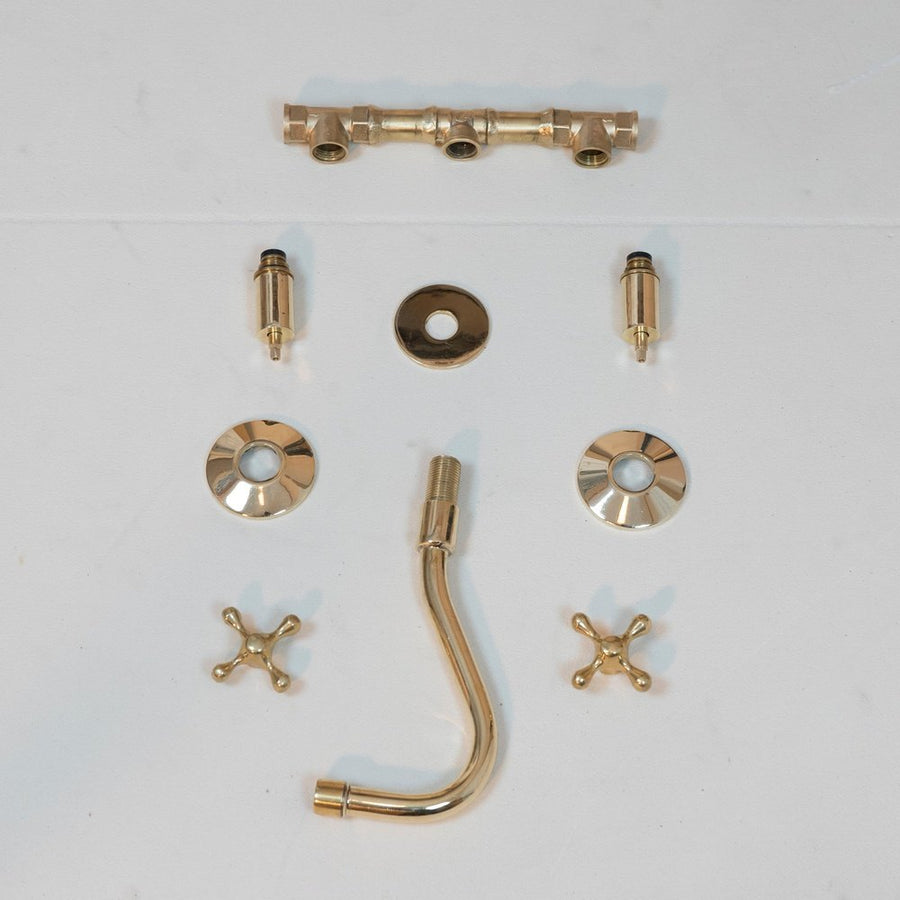Cobra Wall Mounted Brass Faucet, Unlacquered Brass Faucet For Kitchen And Bathroom Cobra Wall Mounted Faucet