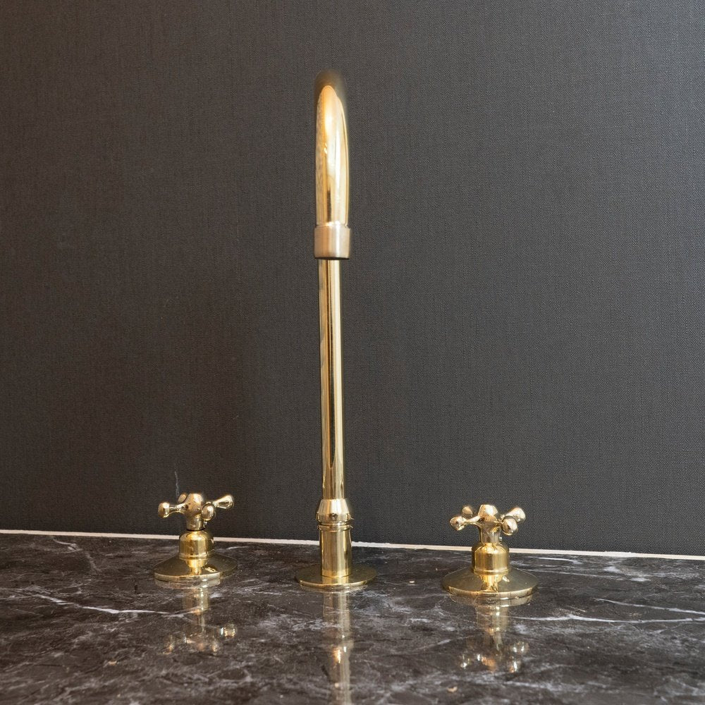Deck Mounted 3 holes Countertop Faucet, Widespread Antique Brass Kitchen Faucet Deck Mounted 3 holes Countertop Faucet