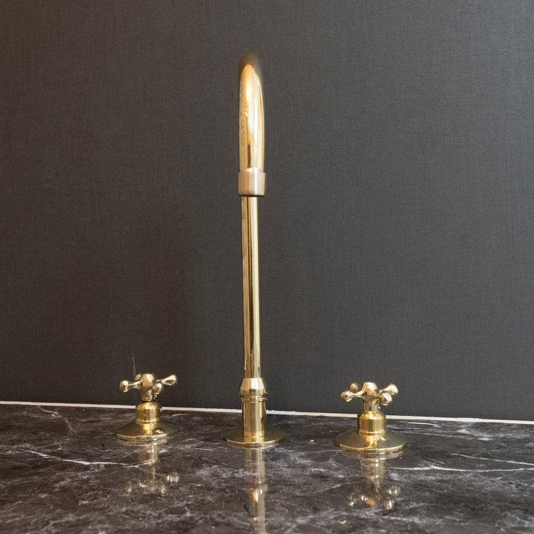 Deck Mounted 3 holes Countertop Faucet, Widespread Antique Brass Kitchen Faucet Deck Mounted 3 holes Countertop Faucet