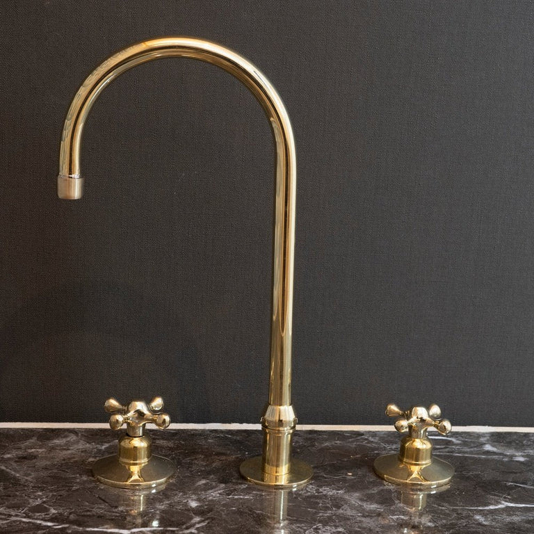 Deck Mounted 3 holes Countertop Faucet, Widespread Antique Brass Kitchen Faucet Deck Mounted 3 holes Countertop Faucet