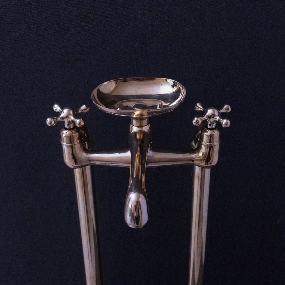 Solid Brass Bathroom Free Standing Clawfoot Bathtub Faucet With Brass soap holder, Unlacquered Brass Floor Mount Bath Tub Filler, Free Standing Clawfoot Faucet With Brass soap holder