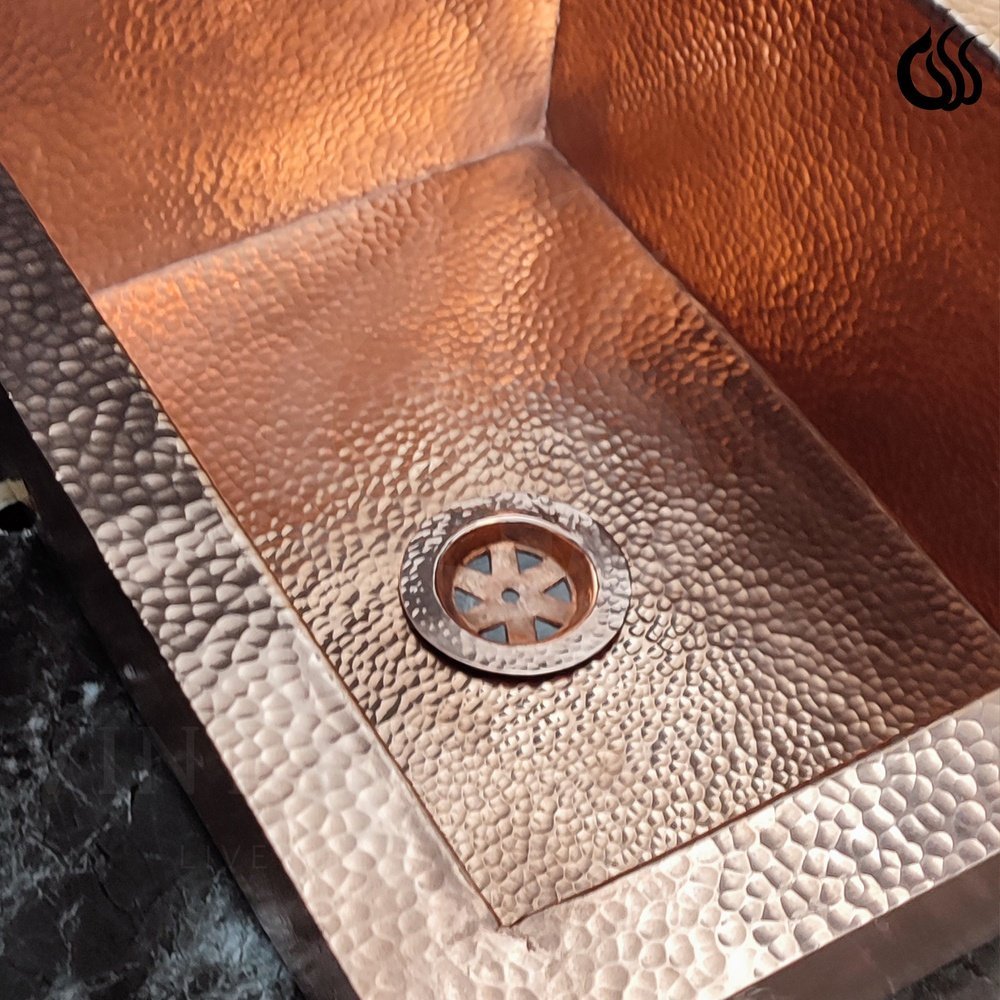 The Hammered Copper Undermount Sink, Rectangular Copper Kitchen Sink, Customizable Kitchen Sink Hammered Copper Undermount Sink