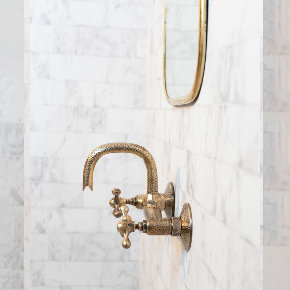 Brass Bathroom Faucet Wall Mount - Never Plated | Brassna The Wall Bath