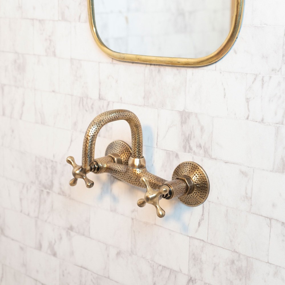 Brass Bathroom Faucet Wall Mount - Never Plated | Brassna The Wall Bath