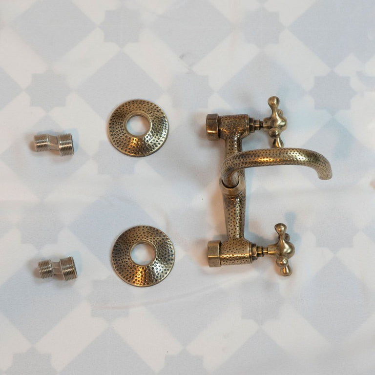  Hammered Wall Mount Oil Rubbed Brass Bath Faucet