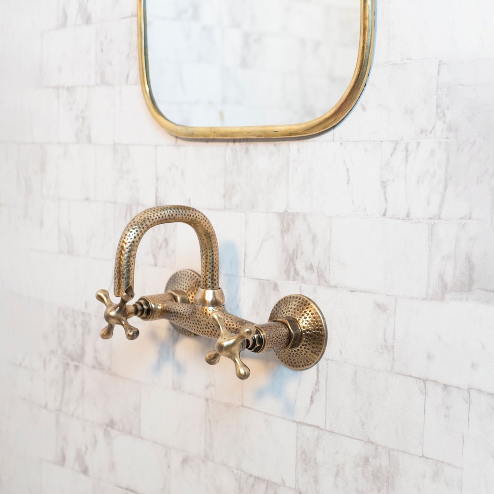 Brass Bathroom Faucet Wall Mount - Never Plated | Brassna The Wall Bath