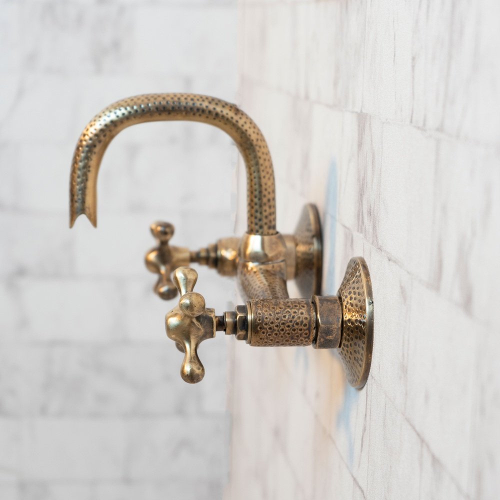Brass Bathroom Faucet Wall Mount - Never Plated | Brassna The Wall Bath