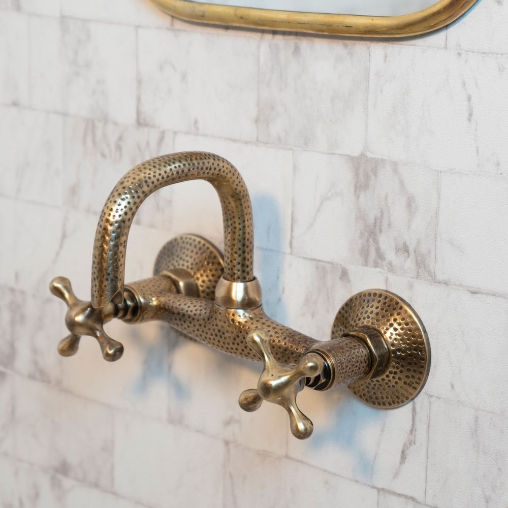 Brass Bathroom Faucet Wall Mount - Never Plated | Brassna The Wall Bath