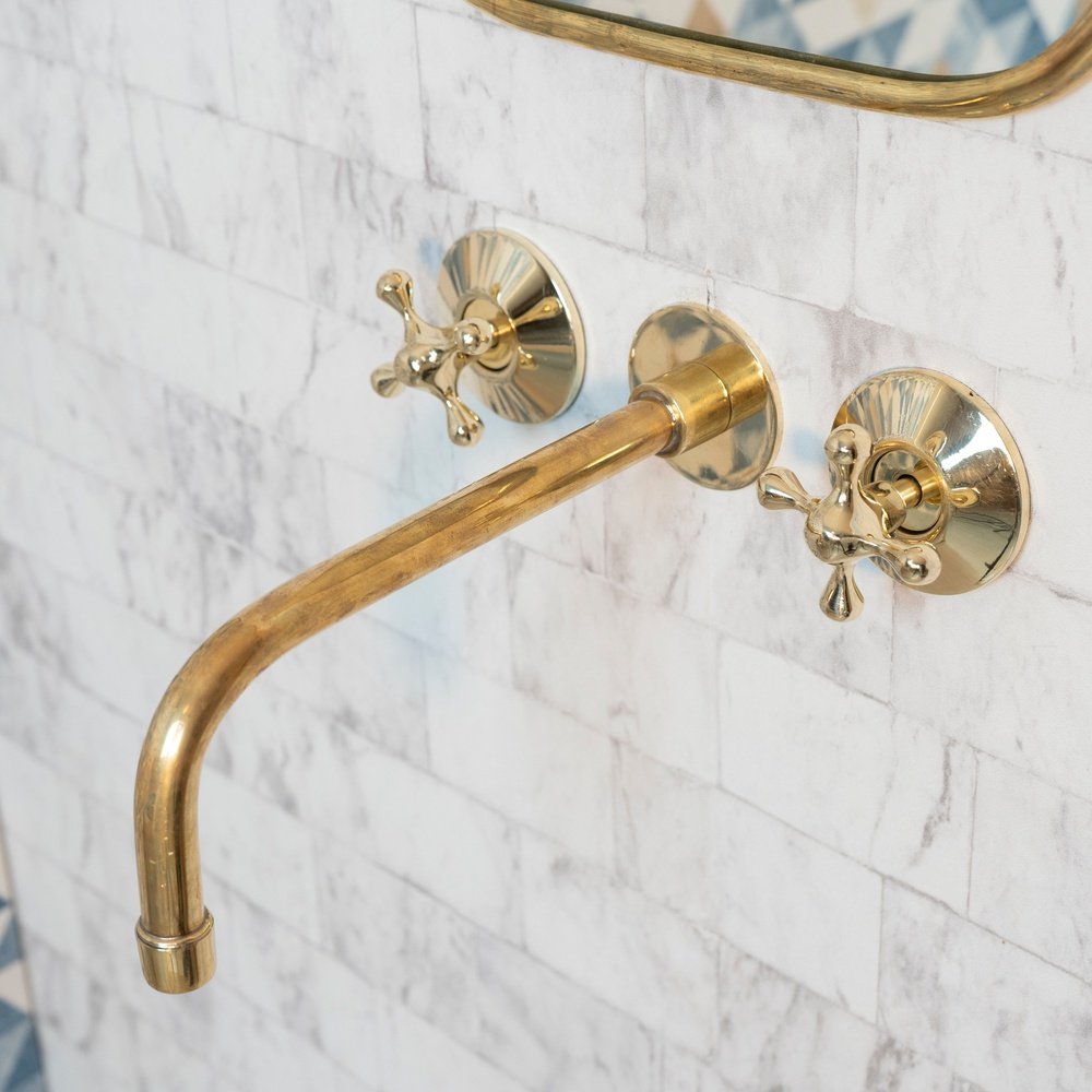 Handcrafted Antique Brass Wall Mounted Faucet, Artisan Brass Faucet For Kitchen And Bathroom Handcrafted Wall Mounted Faucet SP