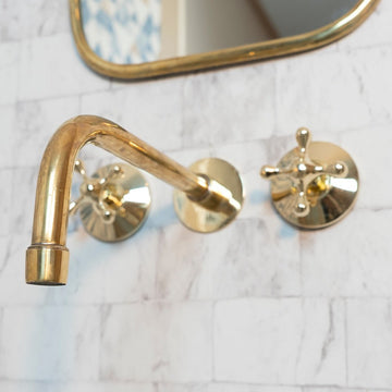 Handcrafted Antique Brass Wall Mounted Faucet, Artisan Brass Faucet For Kitchen And Bathroom Handcrafted Wall Mounted Faucet SP