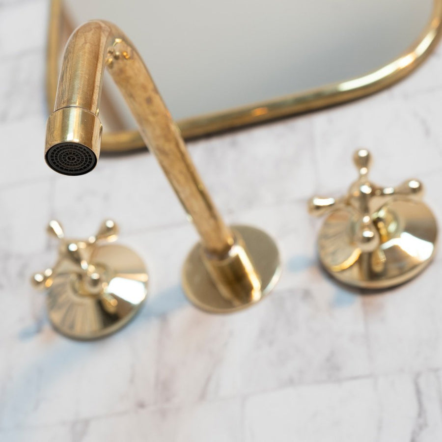 Handcrafted Antique Brass Wall Mounted Faucet, Artisan Brass Faucet For Kitchen And Bathroom Handcrafted Wall Mounted Faucet SP