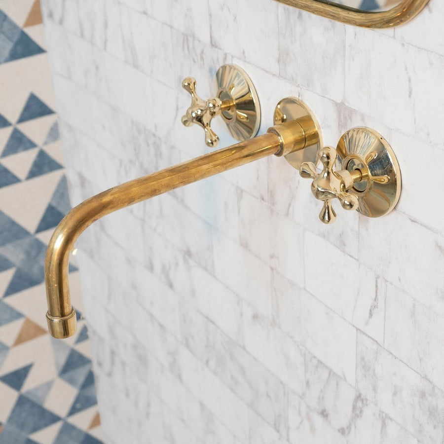 Handcrafted Antique Brass Wall Mounted Faucet, Artisan Brass Faucet For Kitchen And Bathroom Handcrafted Wall Mounted Faucet SP