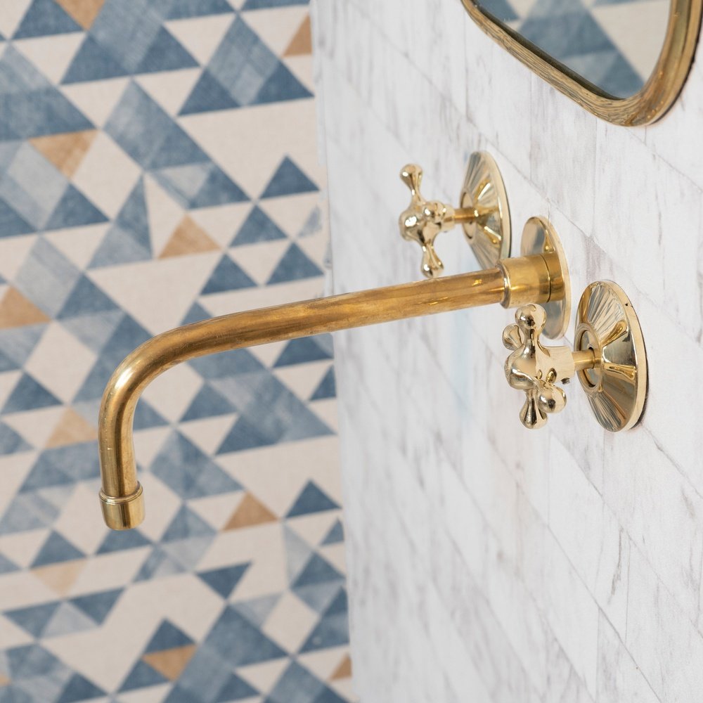 Handcrafted Antique Brass Wall Mounted Faucet, Artisan Brass Faucet For Kitchen And Bathroom Handcrafted Wall Mounted Faucet SP
