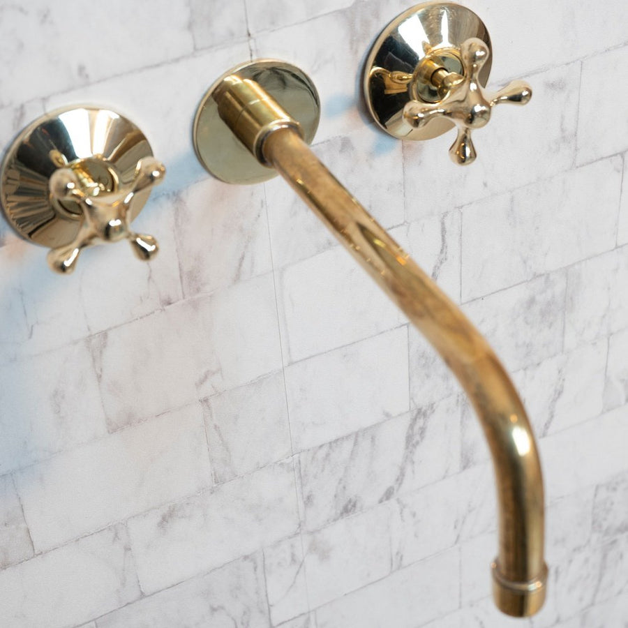 Handcrafted Antique Brass Wall Mounted Faucet, Artisan Brass Faucet For Kitchen And Bathroom Handcrafted Wall Mounted Faucet SP