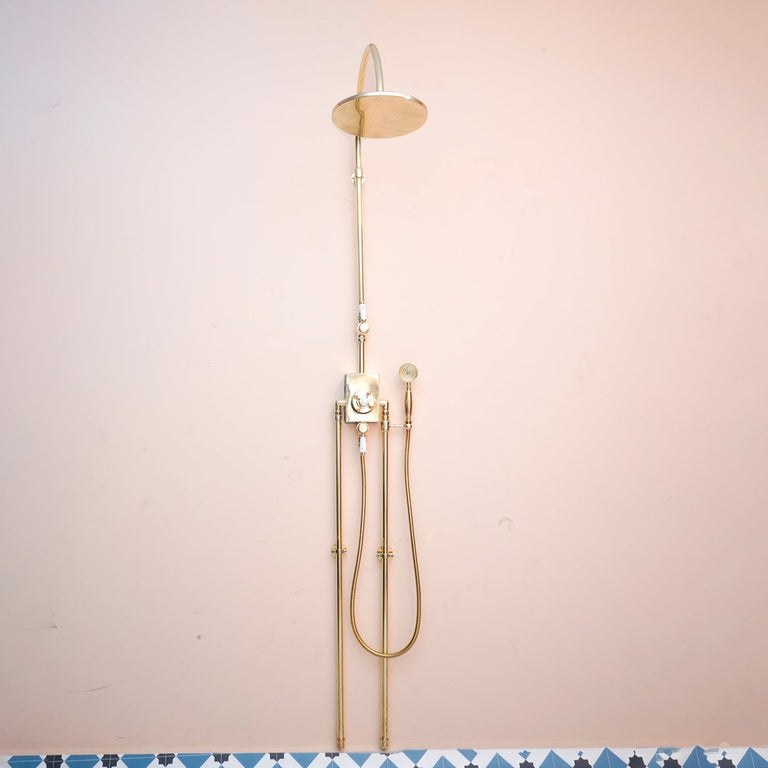 The Thermostatic Surface Mounted Shower, Handcrafted shower head with handheld Handcrafted Thermostatic Shower